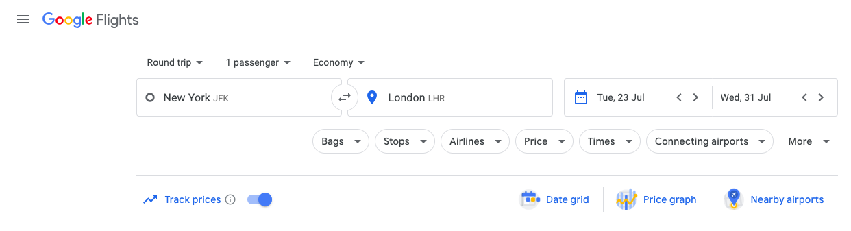 setting fare alerts on google flights